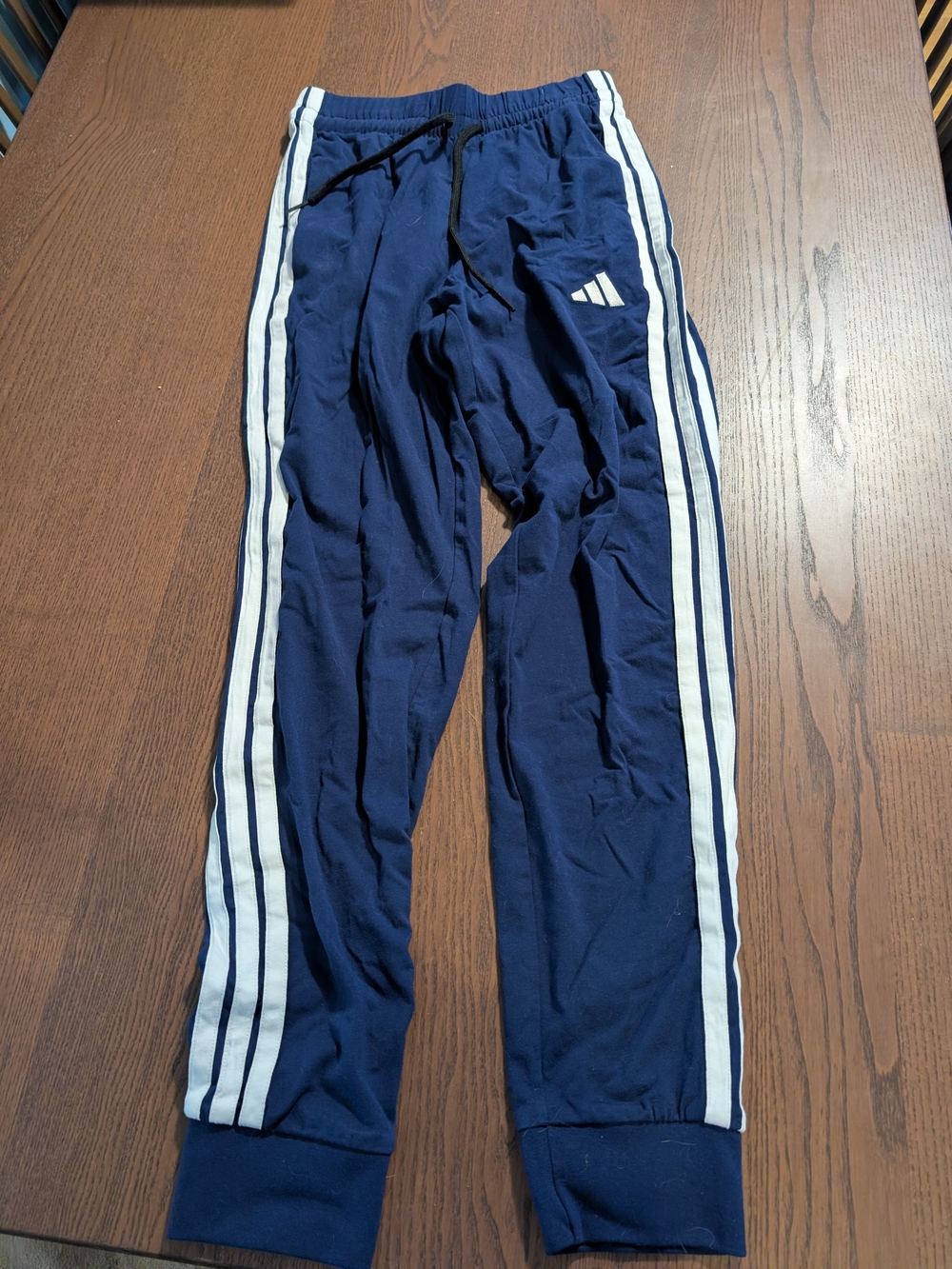 adidas Navy Joggers with White Side Stripes